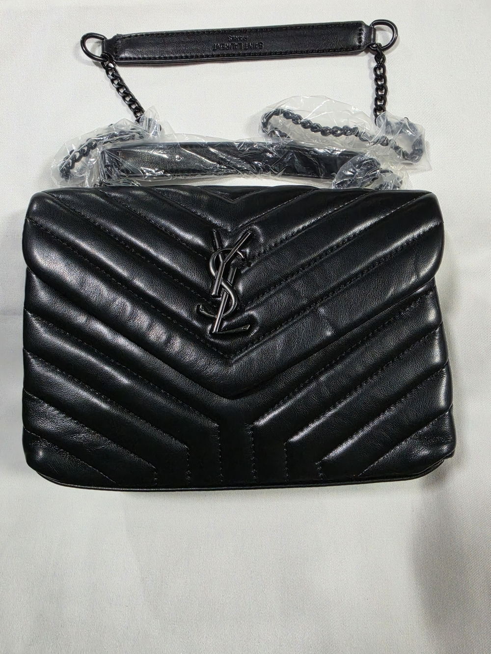 Black Quilted Leather Shoulder Bag with Matte Hardware